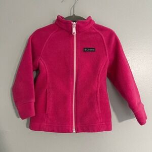 Columbia Toddler Girls‎ hot Pink Full Zip Fleece Jacket Mock Neck 18-24 Months